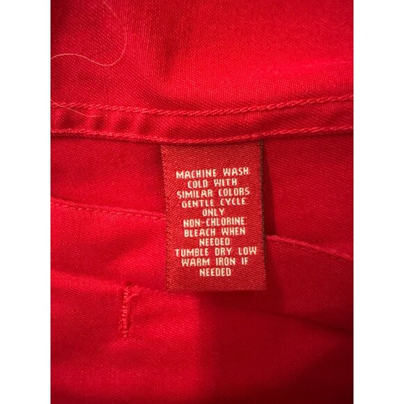 Chaps Red Denim Jacket Womens PM Gold Button Details Cotton Made In Indonesia - Picture 13 of 13